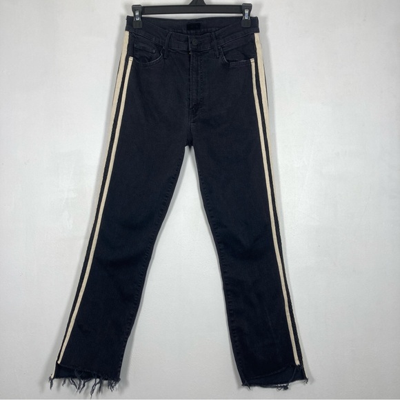 MOTHER Denim - MOTHER The Insider Crop Step Fray Denim Jeans In Guilty Racer Size 30 Black